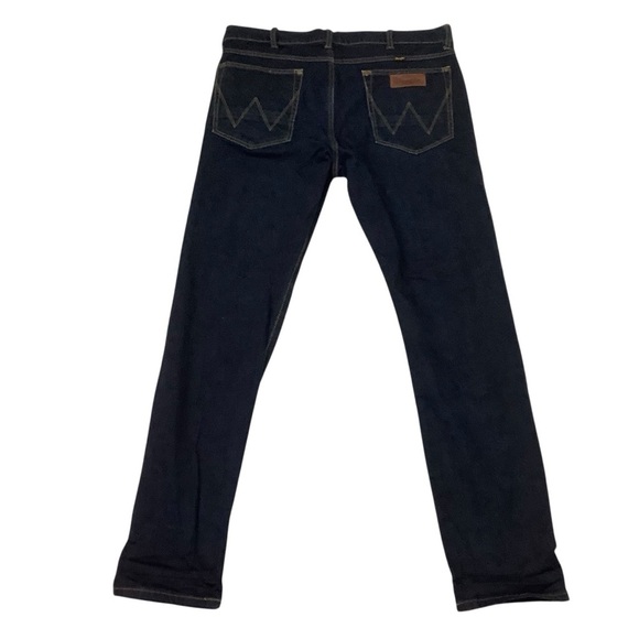 Wrangler Men’s Slim Fit Jeans Taper Dark Wash Rinsed Selvedge Size 36 x 34 - Picture 2 of 8